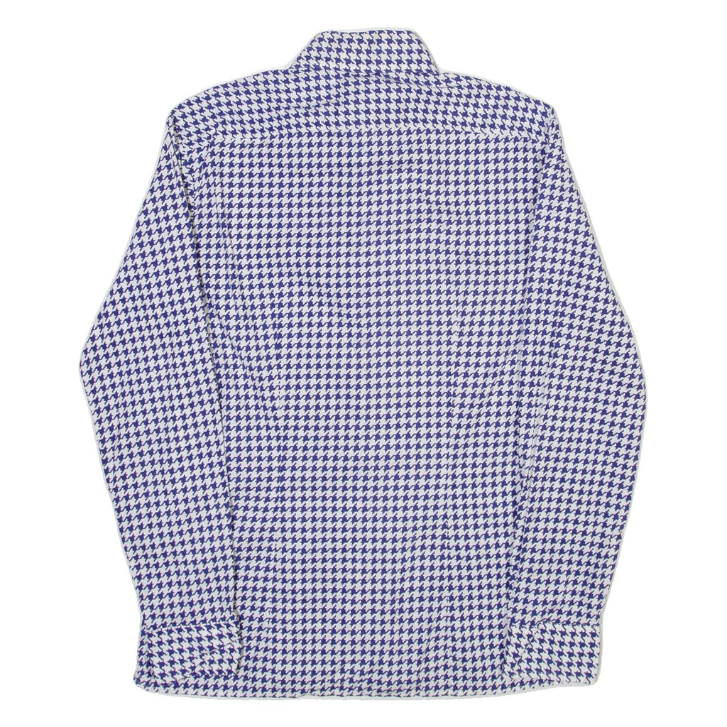 CARRISTAR Mens Shirt Blue Houndstooth Long Sleeve M