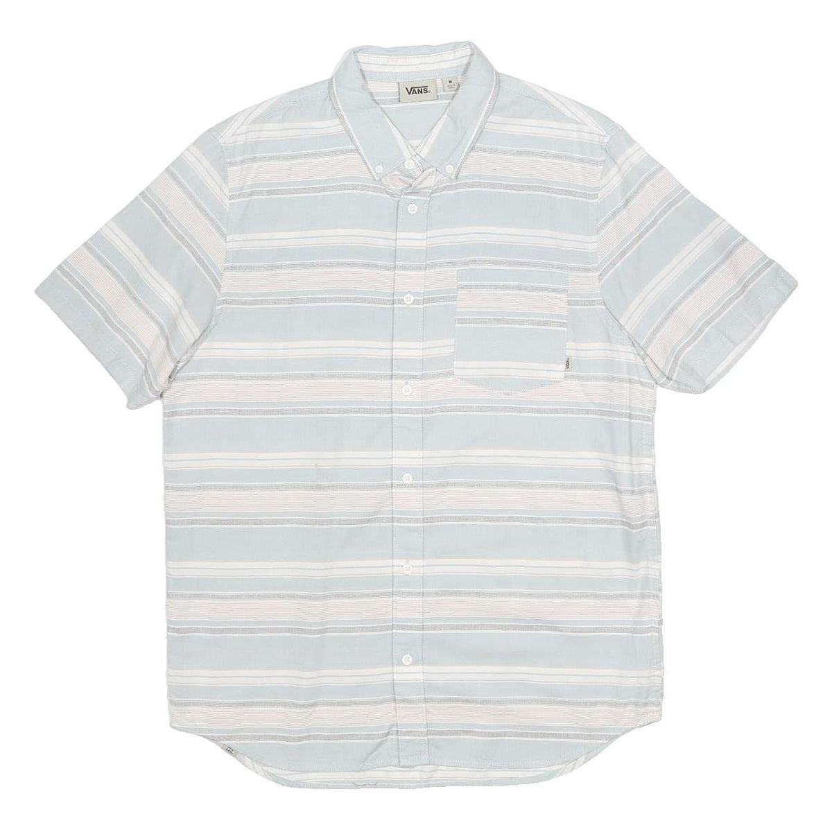 VANS Mens Blue & White Striped Cotton Shirt M Casual Summer Button Down
