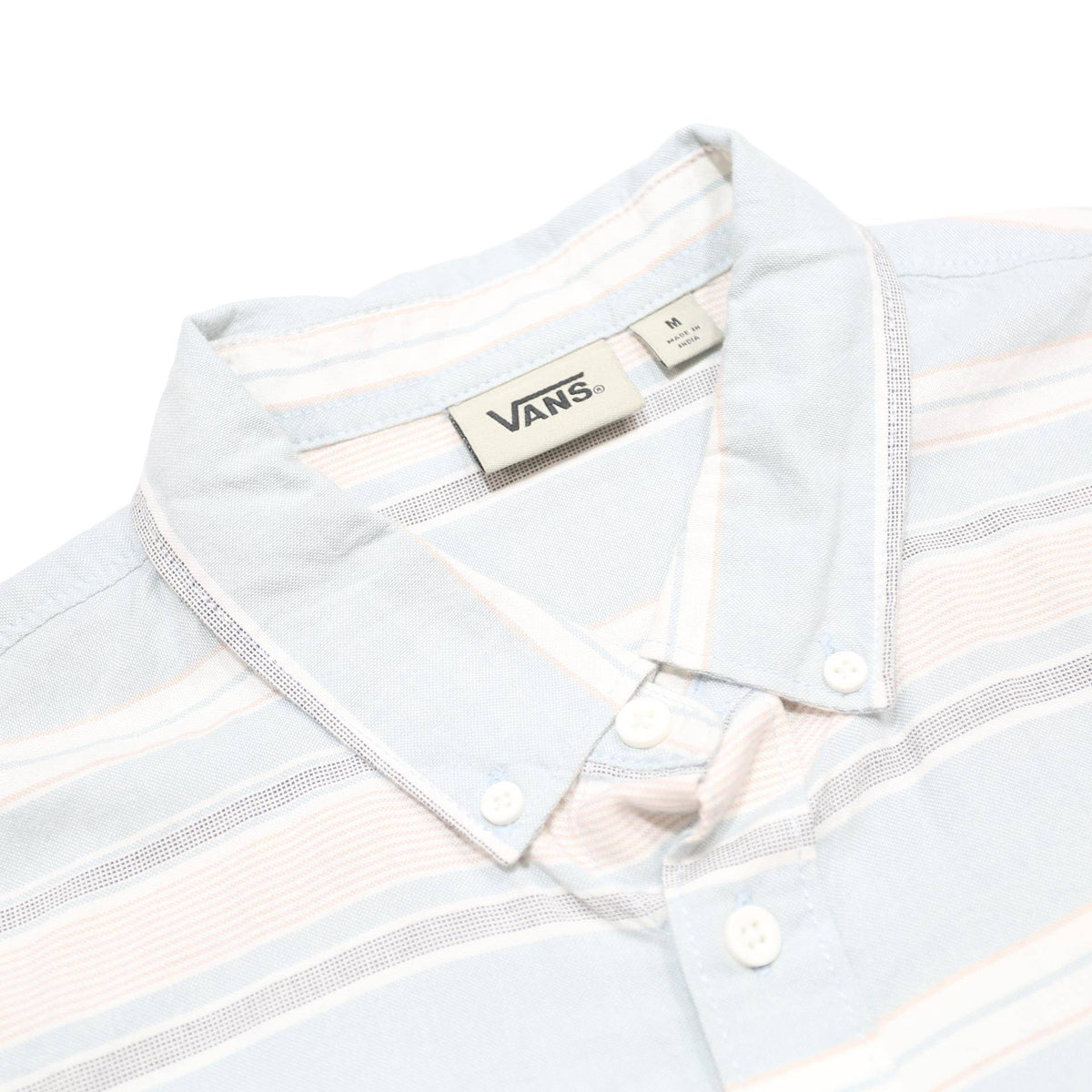 VANS Mens Blue & White Striped Cotton Shirt M Casual Summer Button Down
