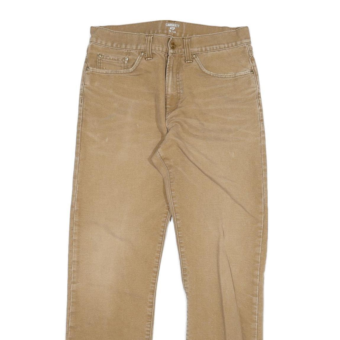 CARHARTT Mens Jeans Beige Regular Straight Denim W29 L32 Cotton Blend Zip