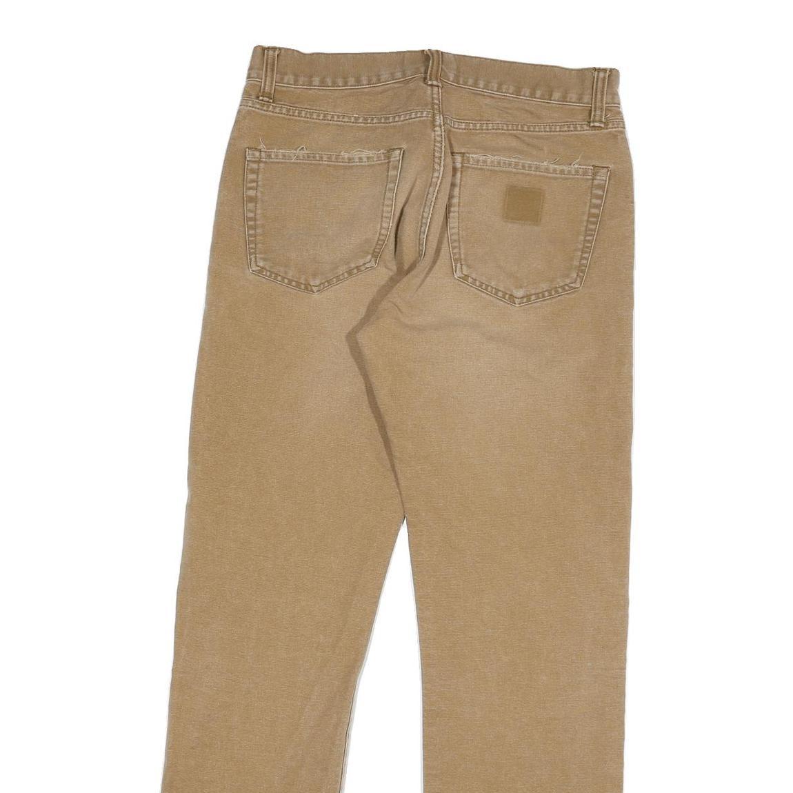 CARHARTT Mens Jeans Beige Regular Straight Denim W29 L32 Cotton Blend Zip