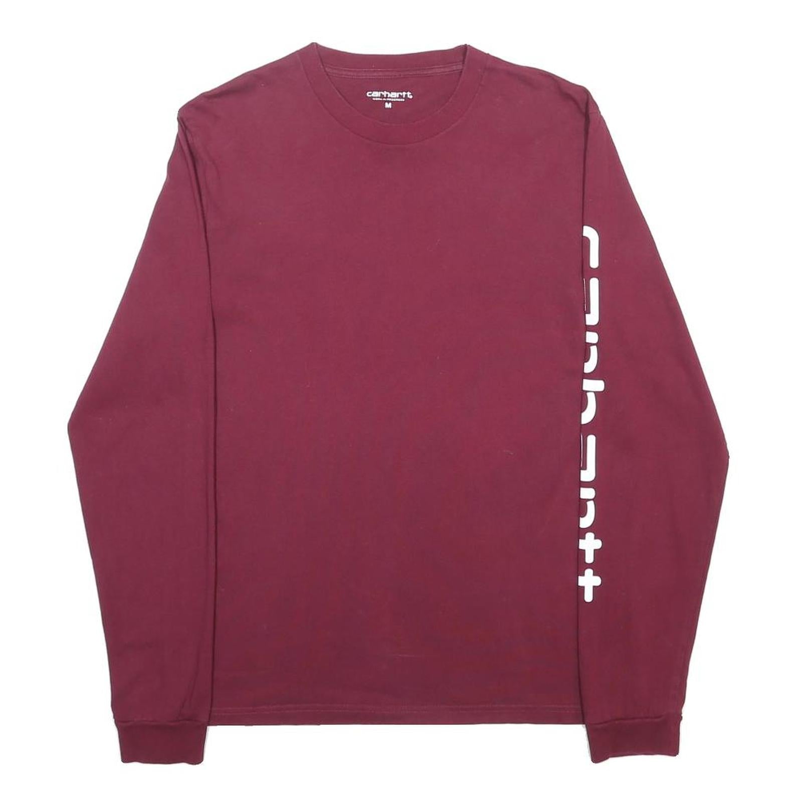 CARHARTT WIP Mens Maroon Long Sleeve Crew Neck Printed Logo T-Shirt M