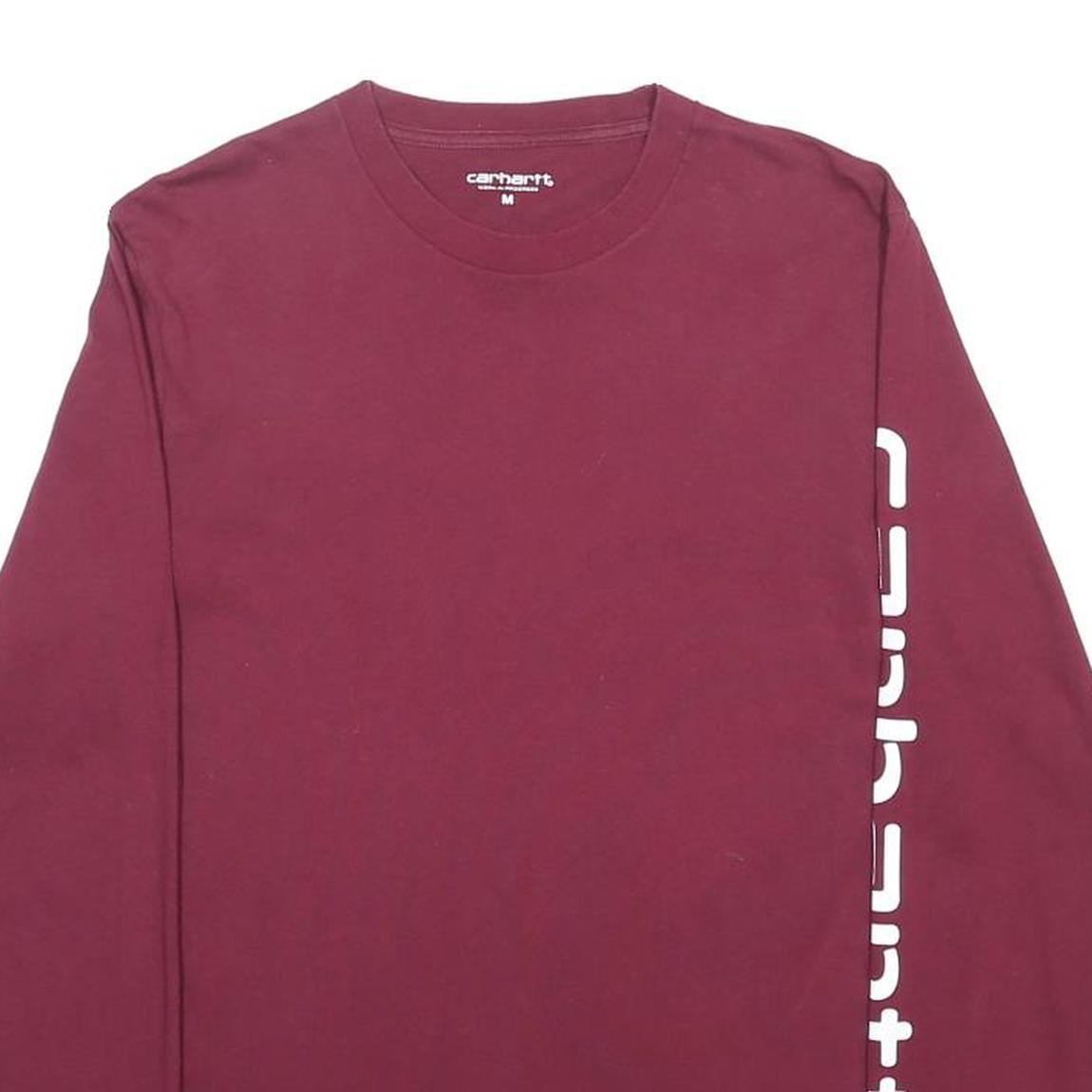 CARHARTT WIP Mens Maroon Long Sleeve Crew Neck Printed Logo T-Shirt M
