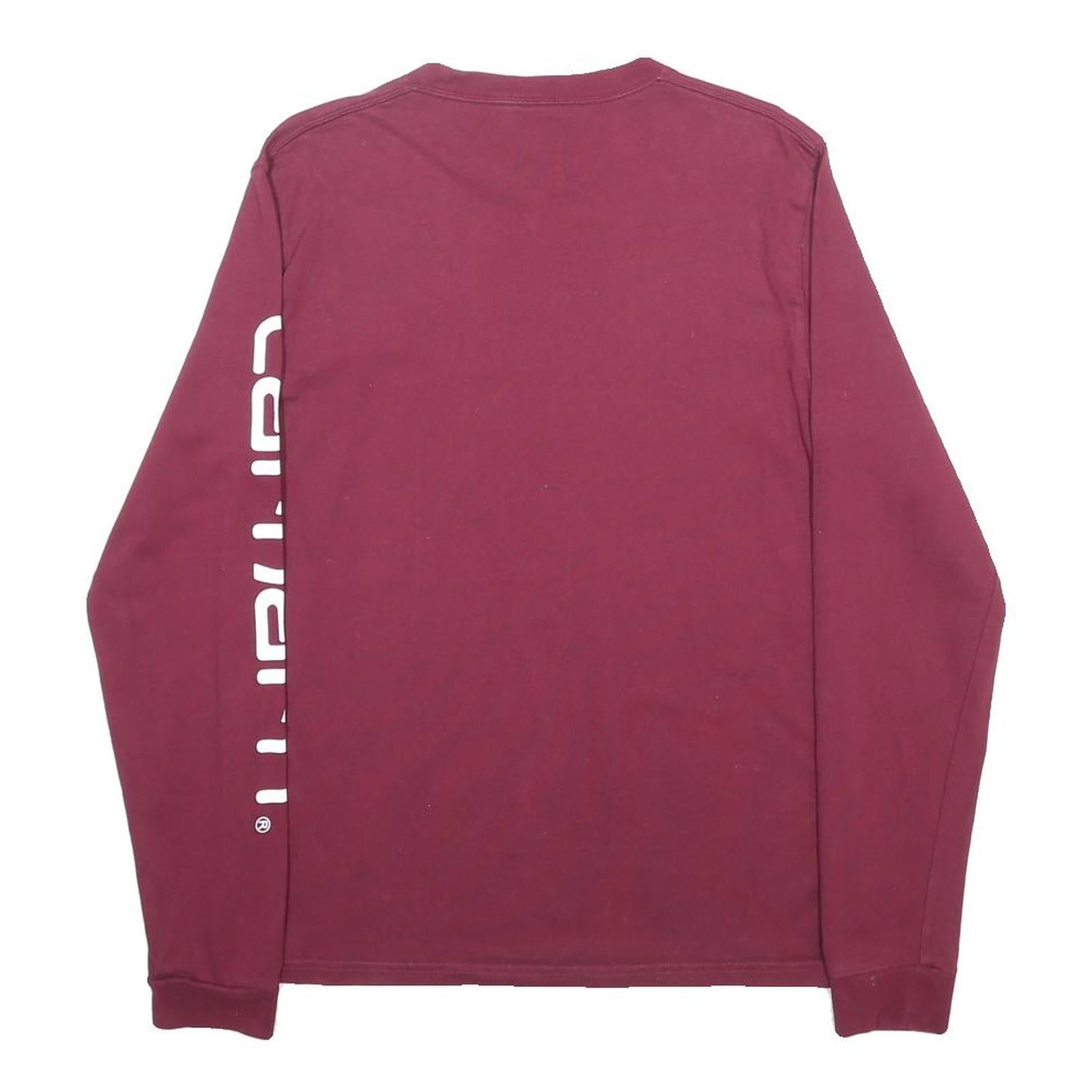 CARHARTT WIP Mens Maroon Long Sleeve Crew Neck Printed Logo T-Shirt M