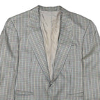 Mens Grey & Black Houndstooth Blazer Jacket M Polyester Blend Classic Button