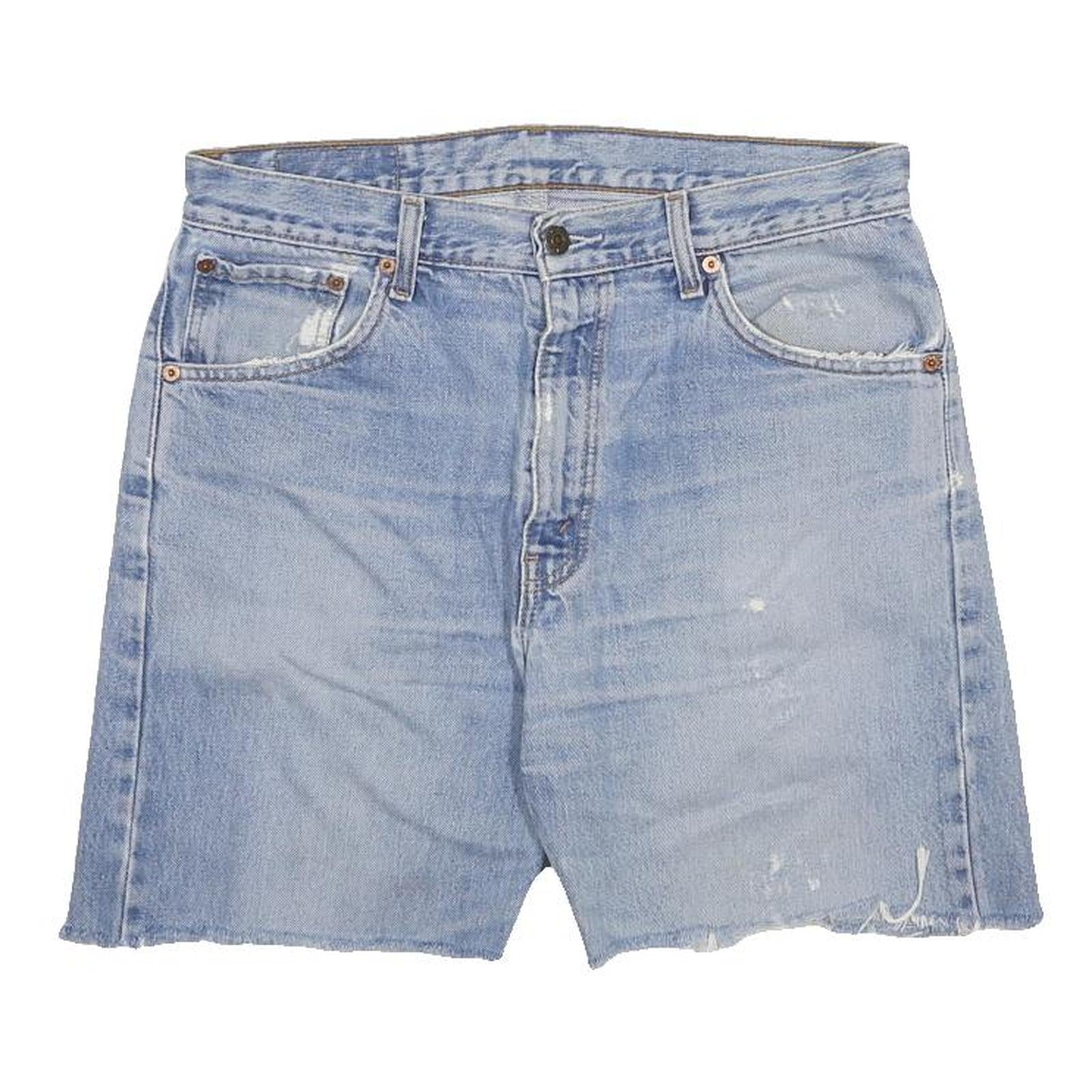 LEVI'S Mens Blue Denim Casual Shorts M W33 Cut-Off Distressed