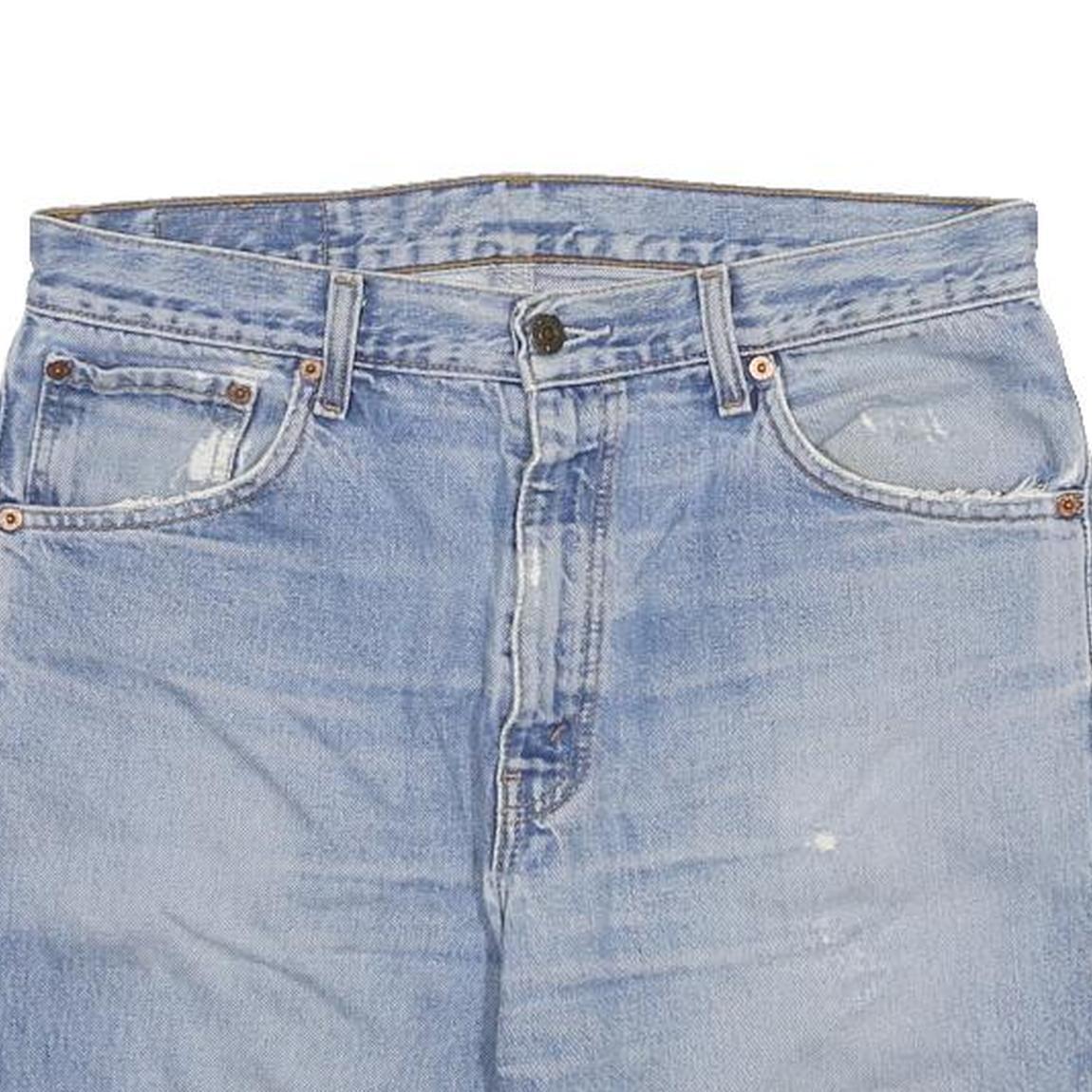 LEVI'S Mens Blue Denim Casual Shorts M W33 Cut-Off Distressed