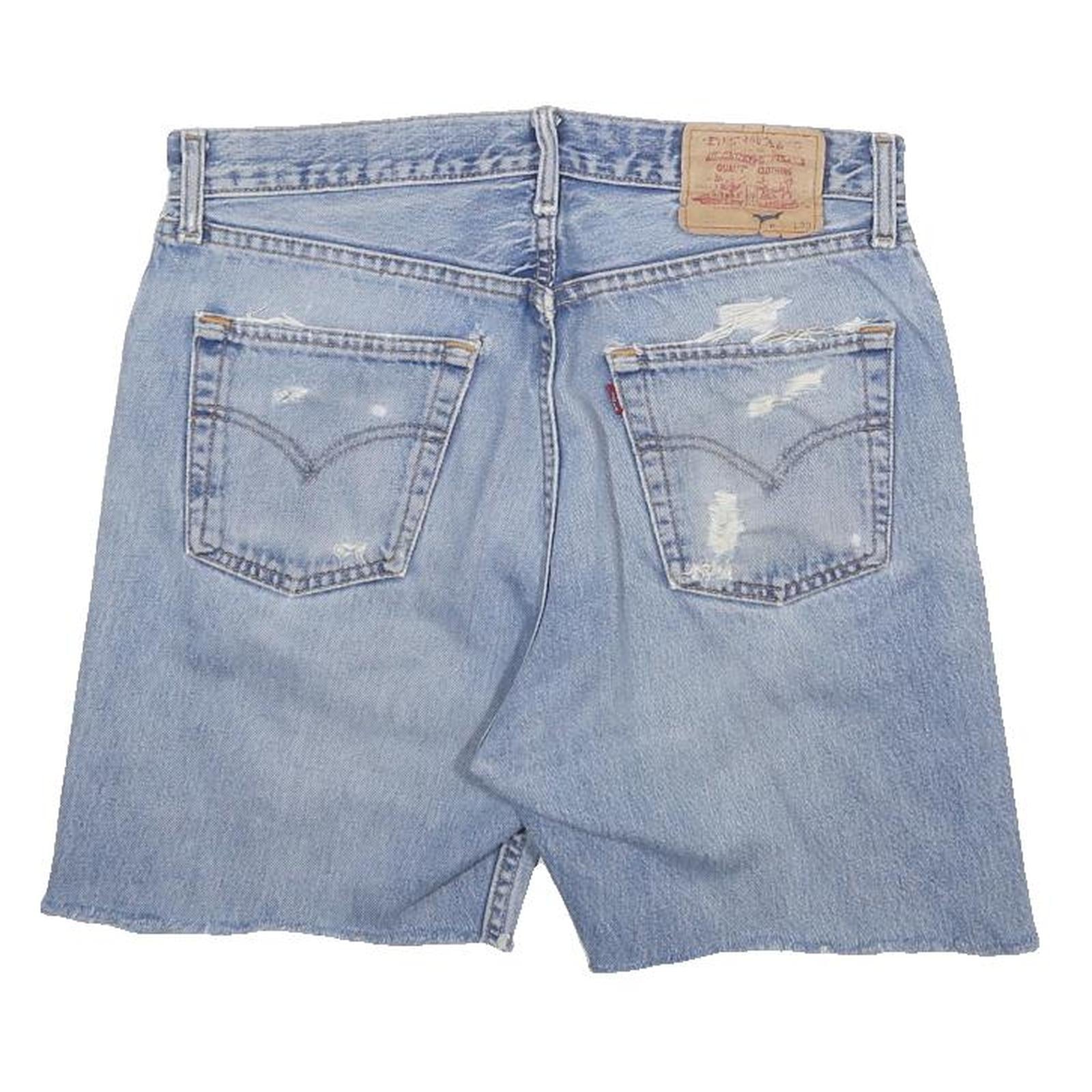 LEVI'S Mens Blue Denim Casual Shorts M W33 Cut-Off Distressed
