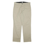 DICKIES Mens Cotton Blend Beige Regular Fit Straight Leg Trousers W32 L31