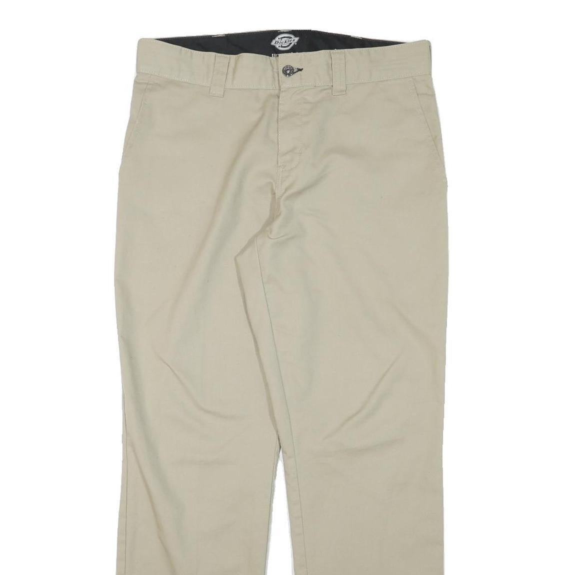 DICKIES Mens Cotton Blend Beige Regular Fit Straight Leg Trousers W32 L31