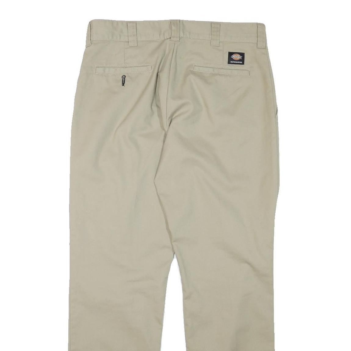DICKIES Mens Cotton Blend Beige Regular Fit Straight Leg Trousers W32 L31
