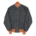 NEFF Mens Black & Orange Band Jacket S Nylon Plain Button Closure Ribbed Cuffs