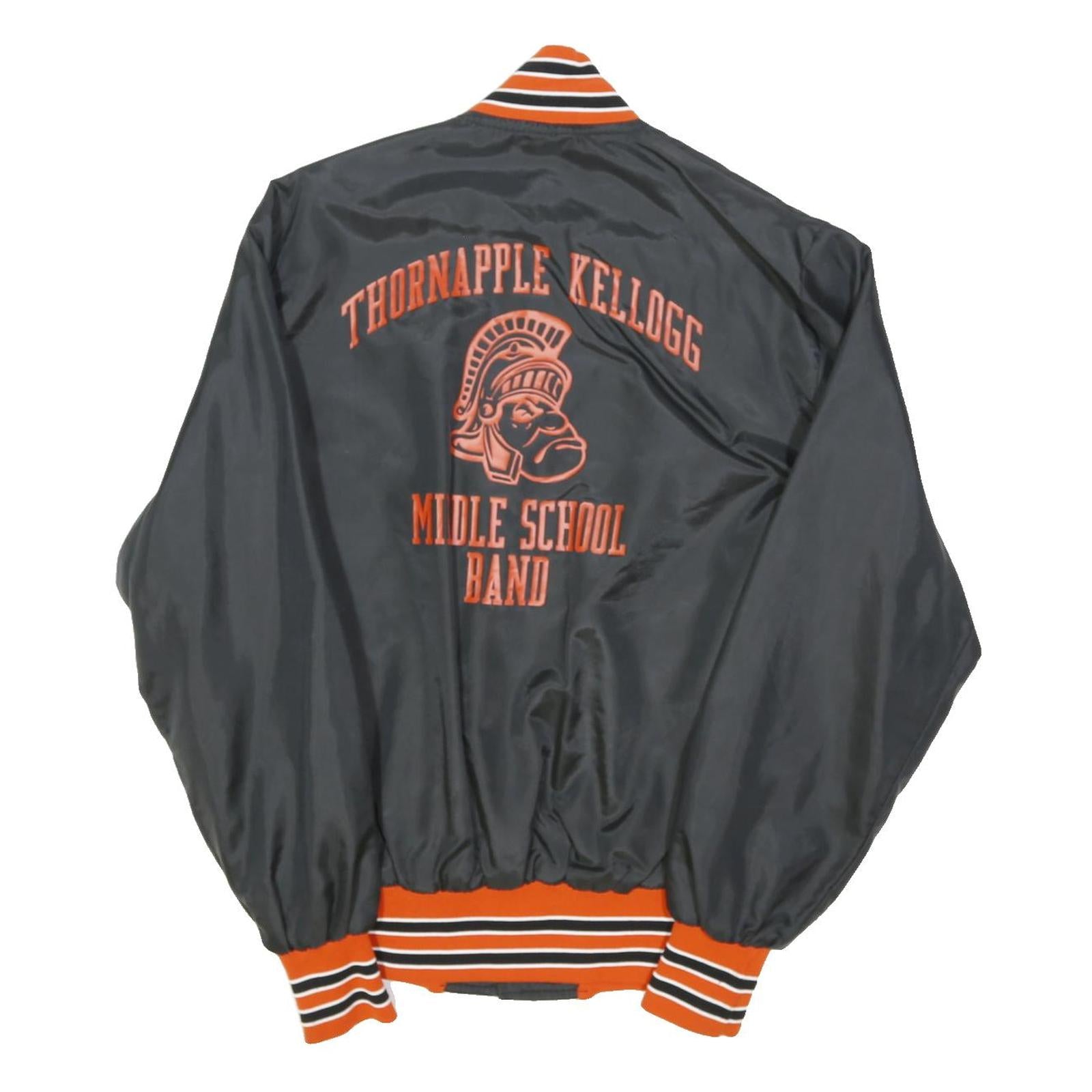 NEFF Mens Black & Orange Band Jacket S Nylon Plain Button Closure Ribbed Cuffs