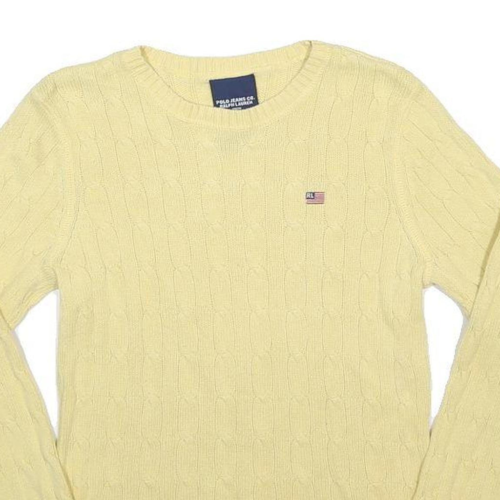 RALPH LAUREN POLO JEANS COMPANY Boys Yellow Cable Knit Crew Neck Jumper M Cotton