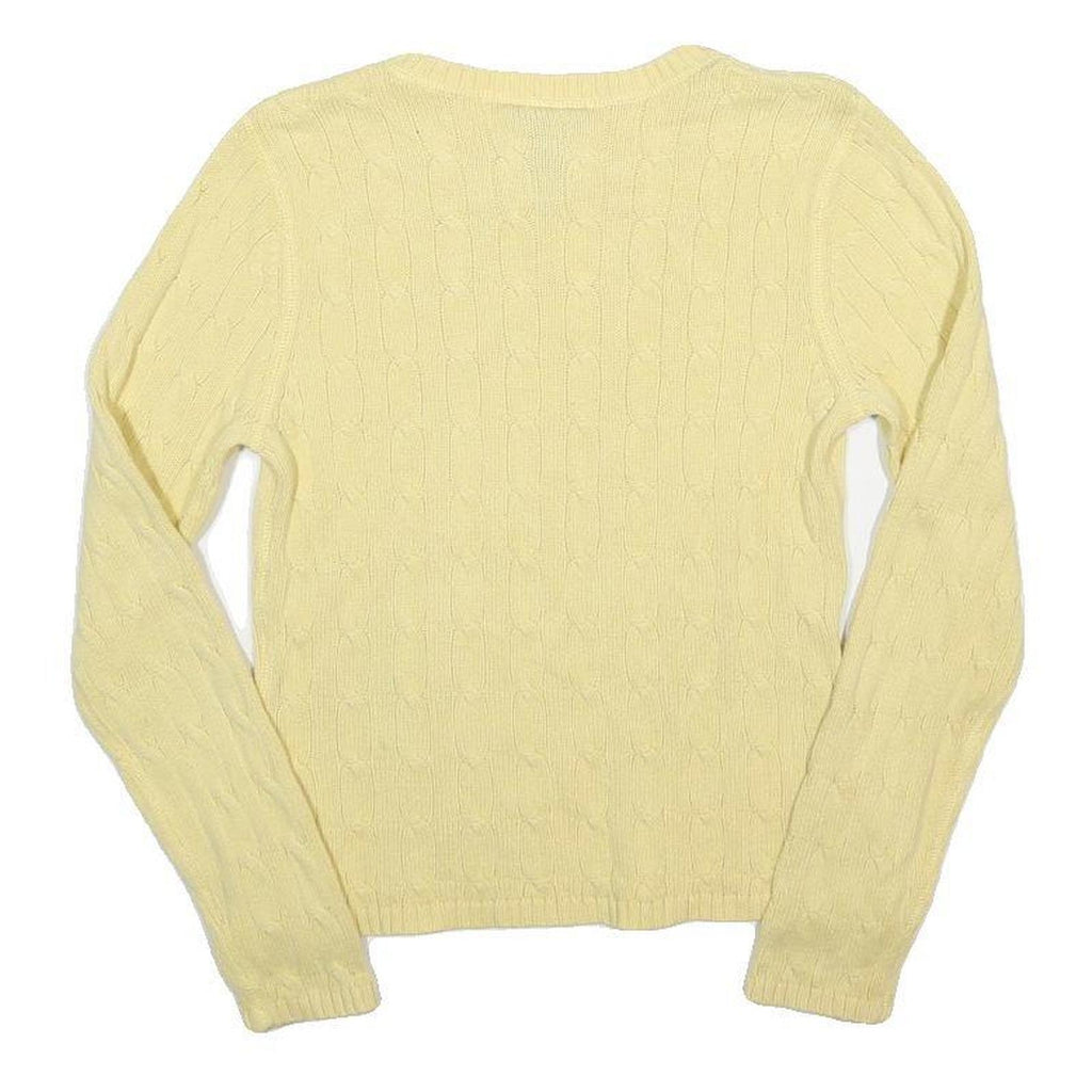 RALPH LAUREN POLO JEANS COMPANY Boys Yellow Cable Knit Crew Neck Jumper M Cotton