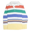 CLUB ROOM Mens White & Multi Long Sleeve Striped Polo Shirt L Cotton Casual