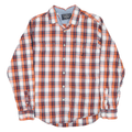NAUTICA Mens Orange & Navy Plaid Shirt L Cotton Blend Casual Button-Down