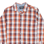 NAUTICA Mens Orange & Navy Plaid Shirt L Cotton Blend Casual Button-Down