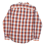 NAUTICA Mens Orange & Navy Plaid Shirt L Cotton Blend Casual Button-Down