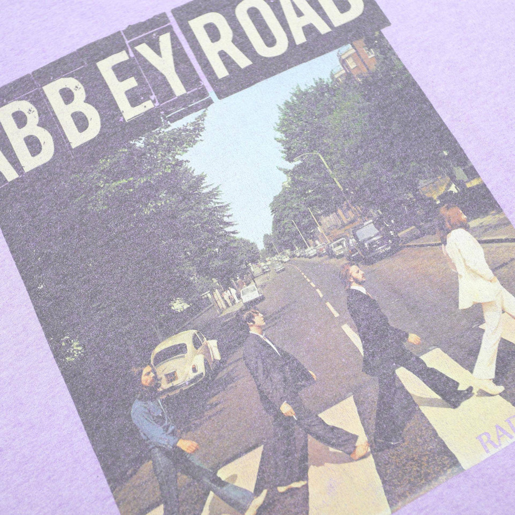 Mens Purple Abbey Road Graphic T-Shirt L Short Sleeve Crew Neck Cotton Blend