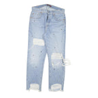 7 FOR ALL MANKIND Womens Slim Blue Denim Rinse W28 L26 Distressed Button Fly