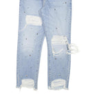 7 FOR ALL MANKIND Womens Slim Blue Denim Rinse W28 L26 Distressed Button Fly