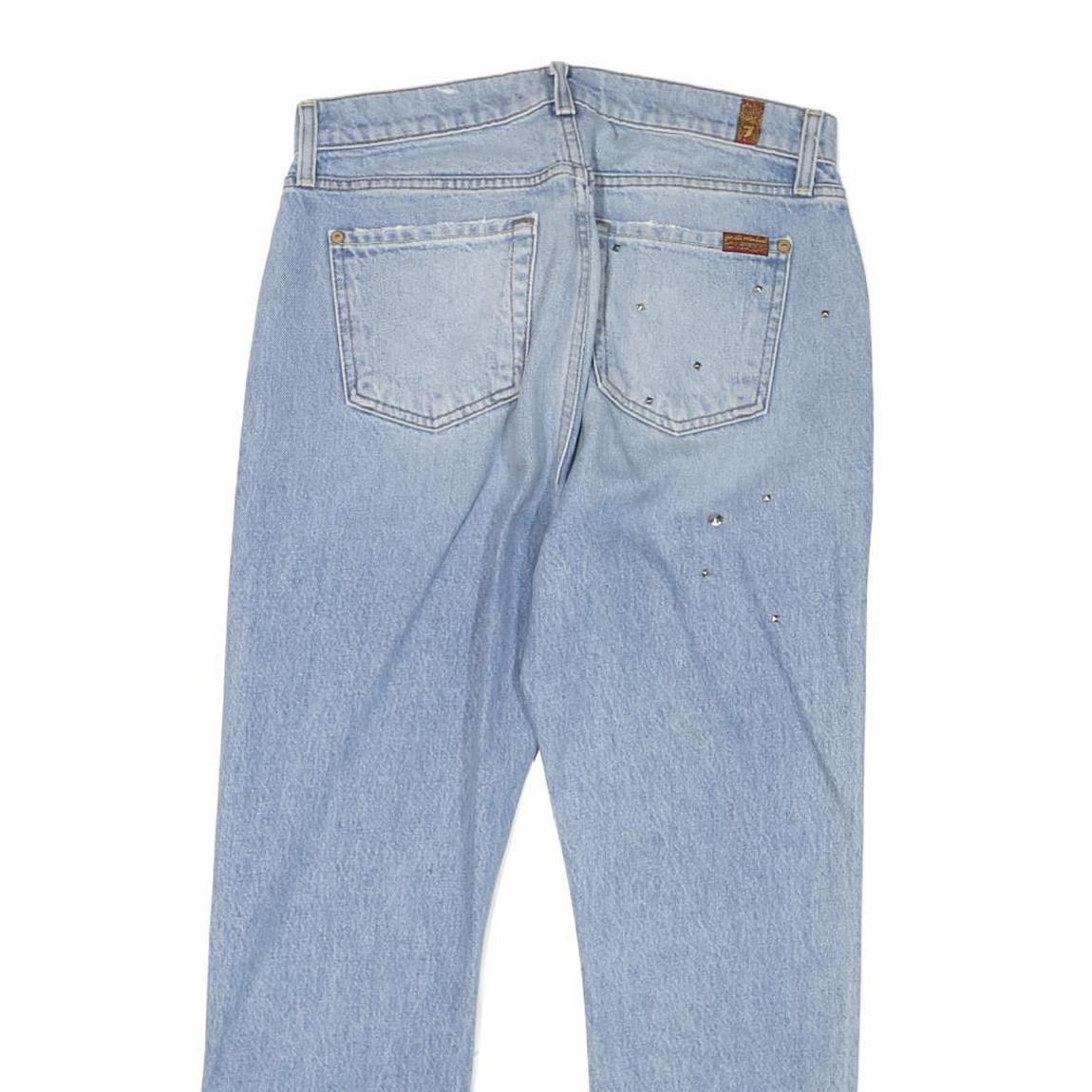 7 FOR ALL MANKIND Womens Slim Blue Denim Rinse W28 L26 Distressed Button Fly