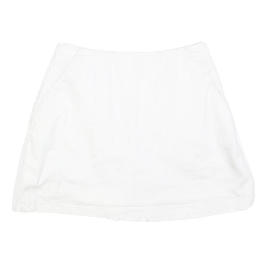 ADIDAS Womens White Mini Cotton Blend Skort S Sports Casual Zip Pocket