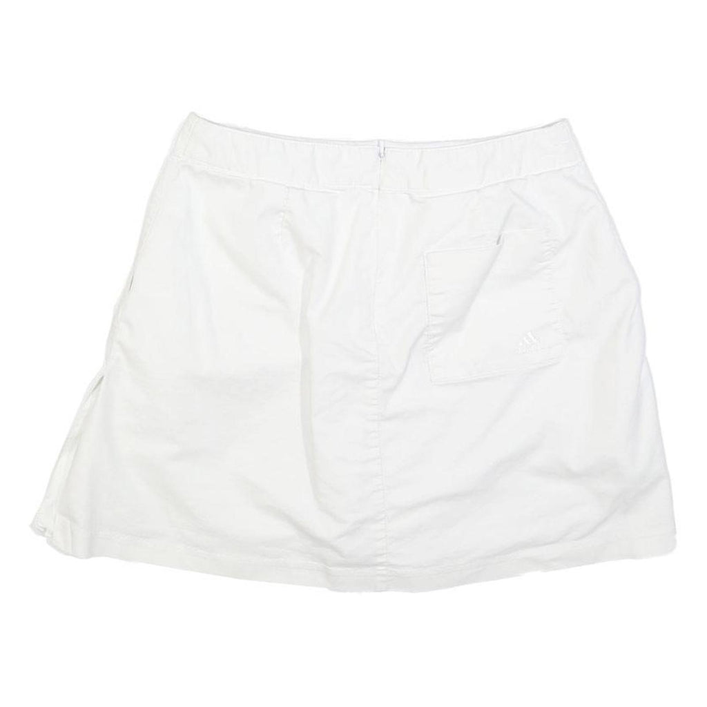 ADIDAS Womens White Mini Cotton Blend Skort S Sports Casual Zip Pocket