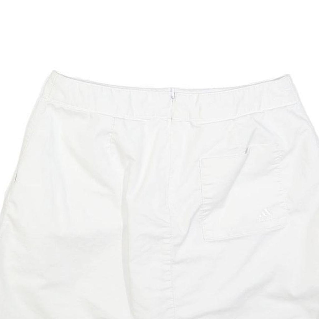 ADIDAS Womens White Mini Cotton Blend Skort S Sports Casual Zip Pocket