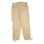 AKARMY Womens Beige Regular Fit Cargo Trousers W32 L28 Cotton Blend Zip Pocket