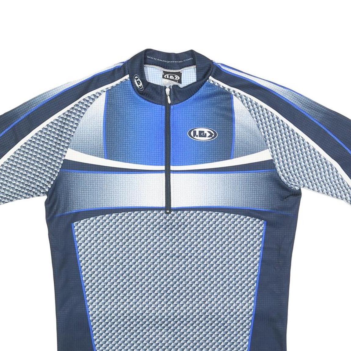 LG Mens Blue & Grey Cycling T-Shirt M Short Sleeve 1/4 Zip Sportswear