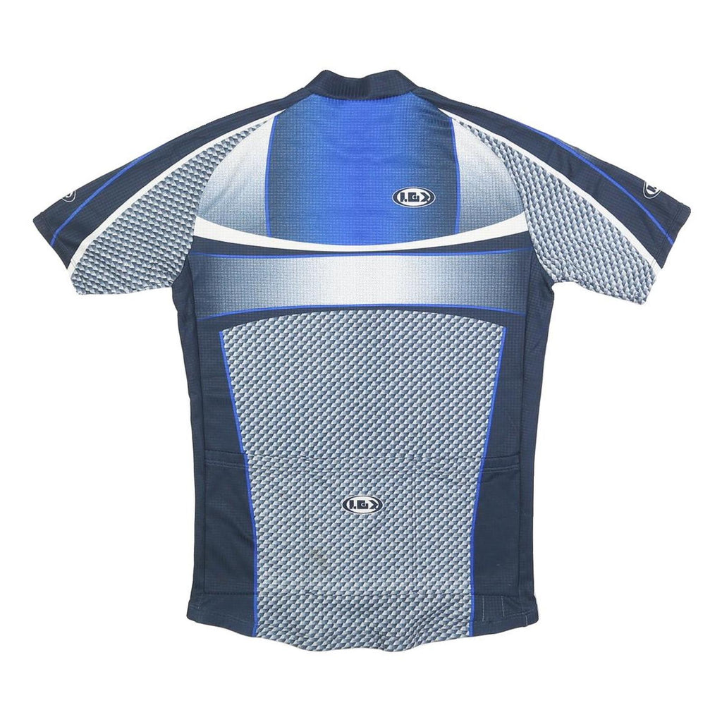 LG Mens Blue & Grey Cycling T-Shirt M Short Sleeve 1/4 Zip Sportswear