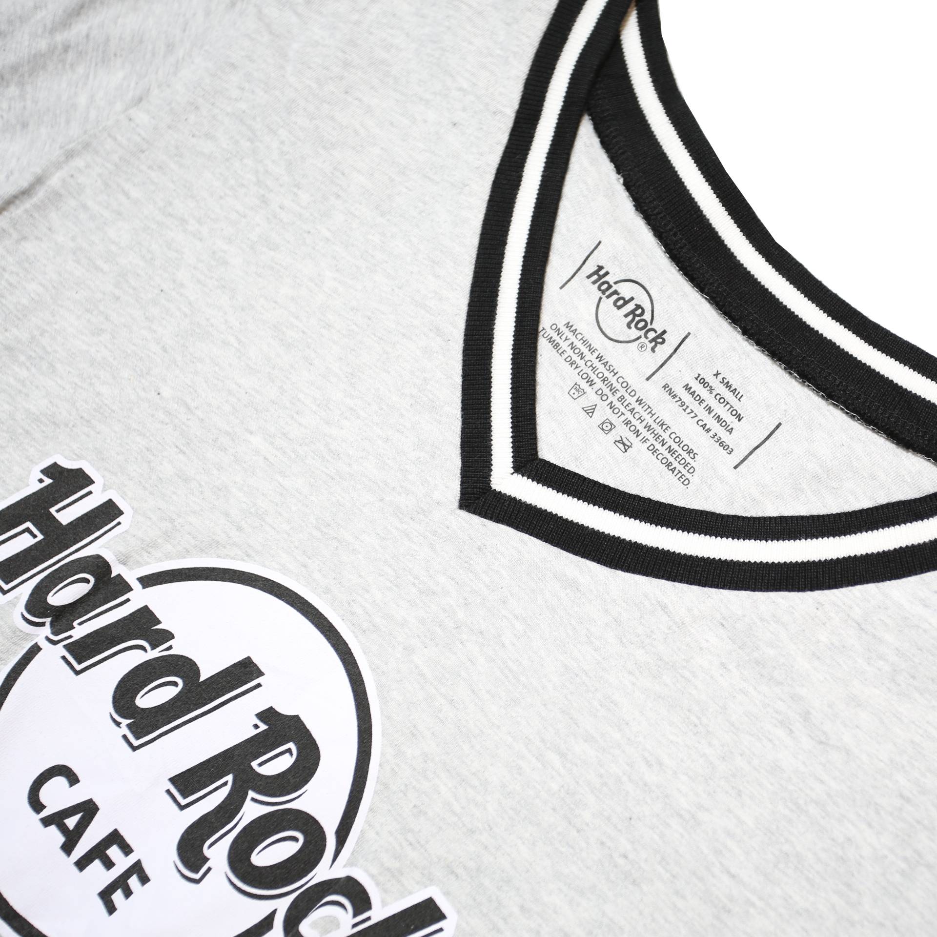 HARD ROCK CAFE Womens Grey V-Neck T-Shirt XS Short Sleeve Logo Print Casual