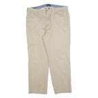 NAUTICA Mens Regular Fit Beige Cotton Blend Chino Trousers W36 L27 Casual Zip