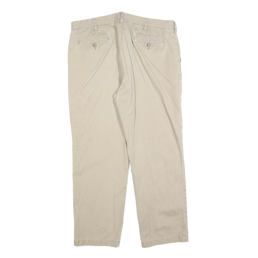 NAUTICA Mens Regular Fit Beige Cotton Blend Chino Trousers W36 L27 Casual Zip