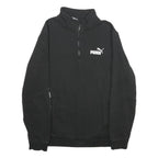 PUMA Mens Black Half Zip M Logo Tape Sweatshirt Cotton Blend Pullover