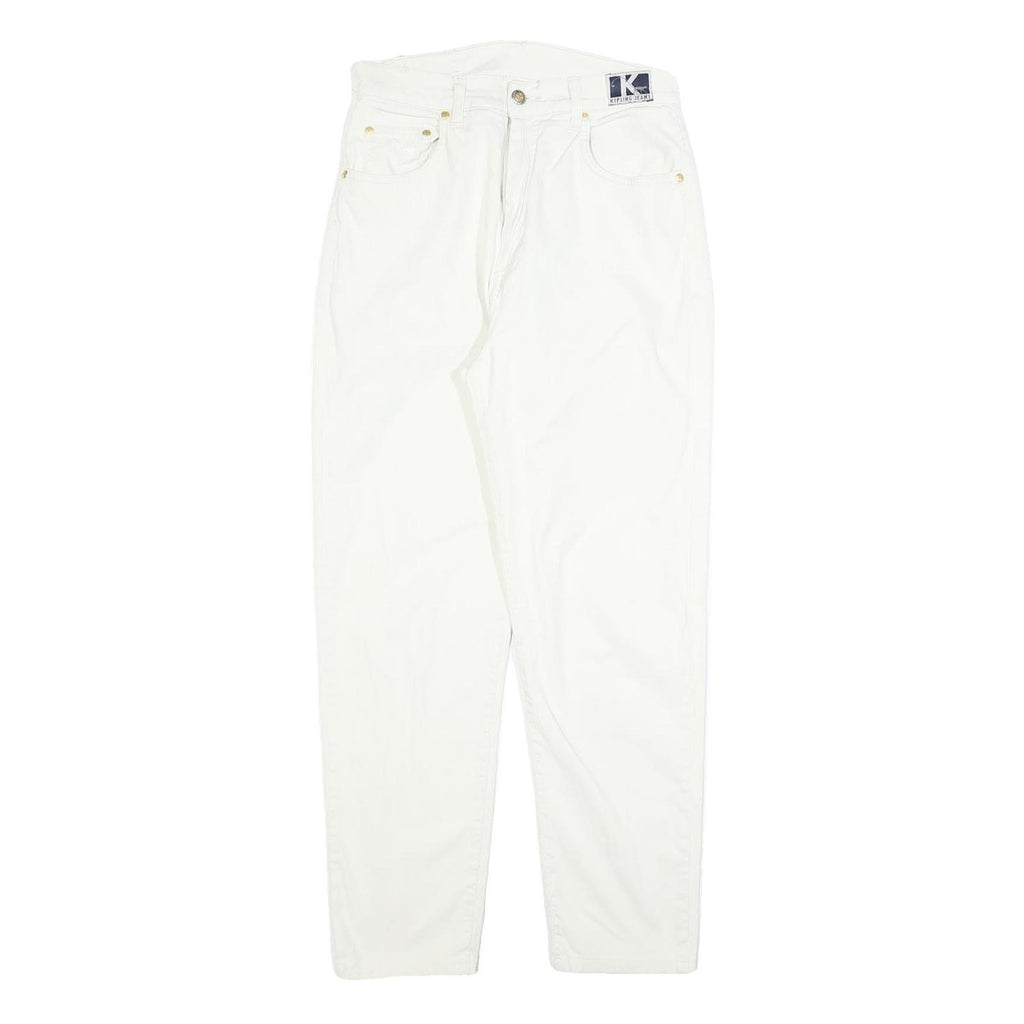 KIPLING Womens Cotton Blend White Regular Fit Straight Leg Trousers W28 L27