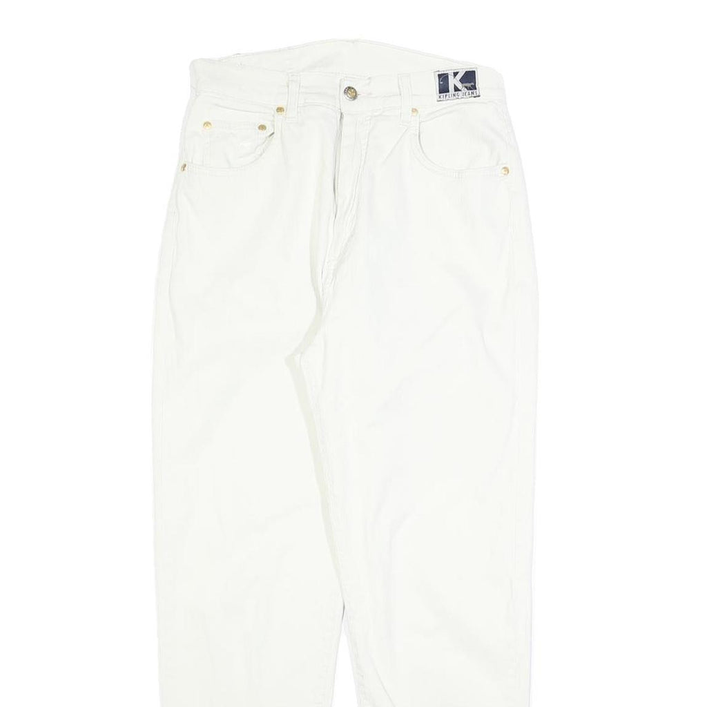 KIPLING Womens Cotton Blend White Regular Fit Straight Leg Trousers W28 L27