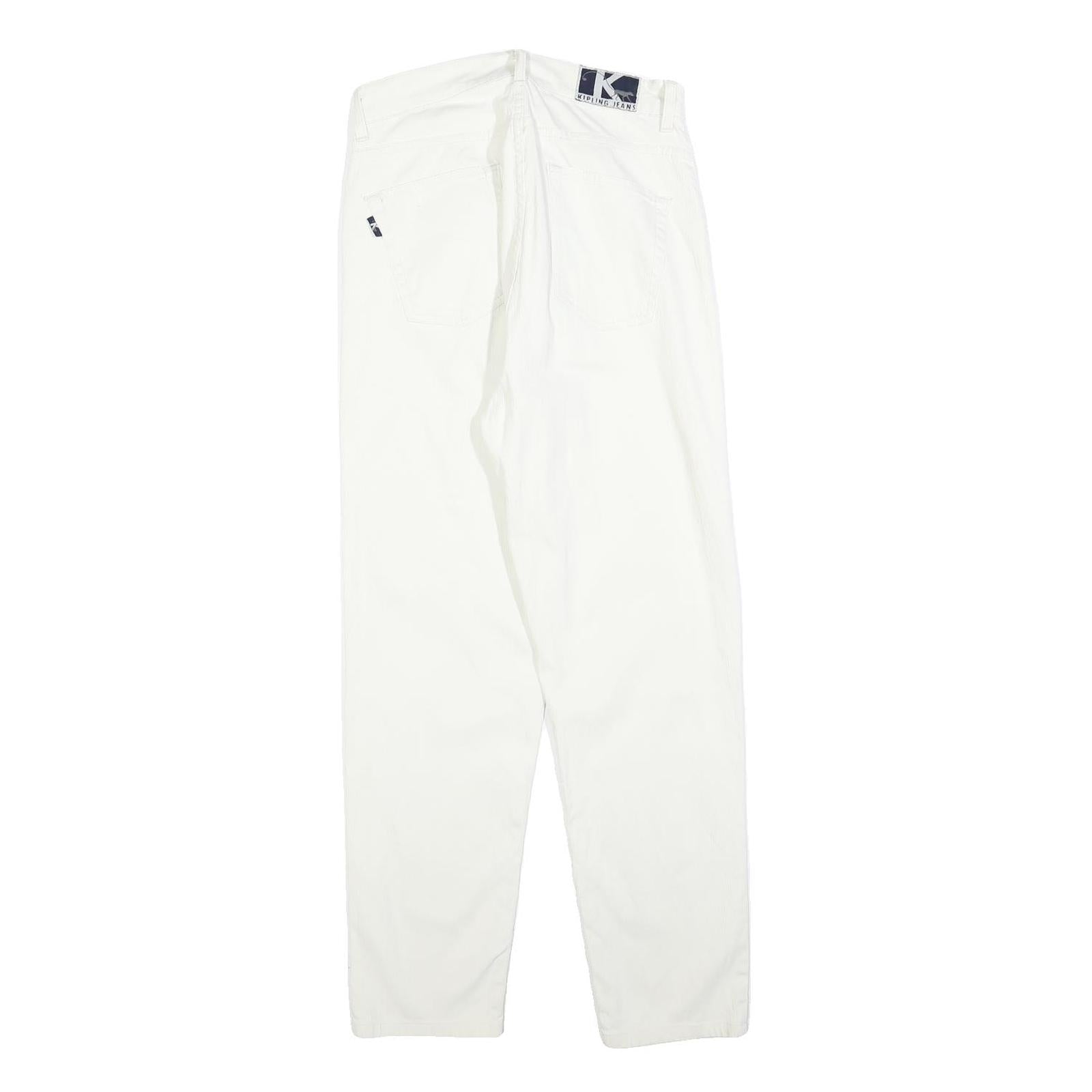 KIPLING Womens Cotton Blend White Regular Fit Straight Leg Trousers W28 L27