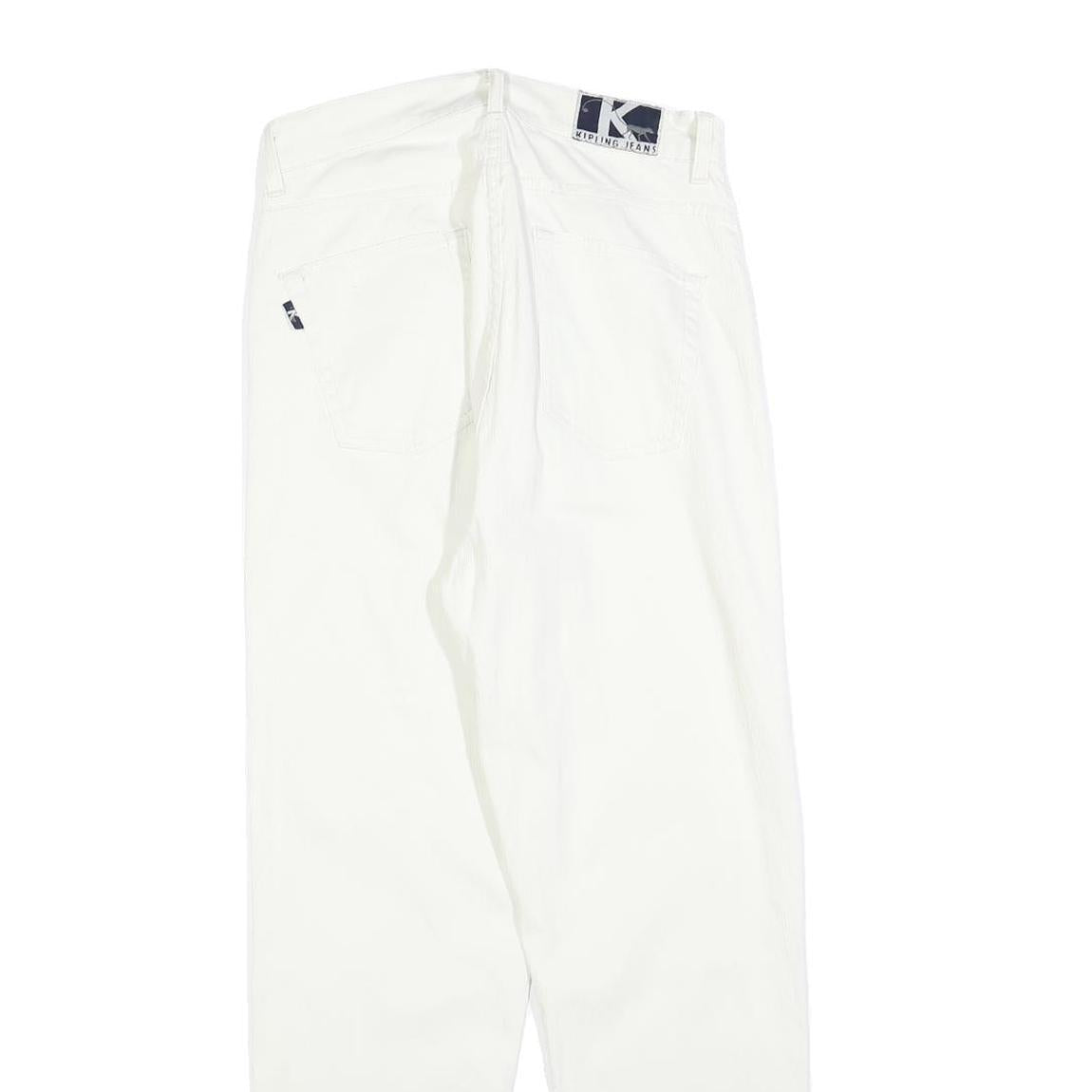 KIPLING Womens Cotton Blend White Regular Fit Straight Leg Trousers W28 L27