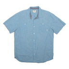 VANS Mens Blue Woven Shirt L Casual Short Sleeve Button Pocket Summer