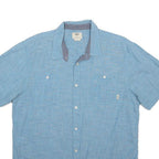 VANS Mens Blue Woven Shirt L Casual Short Sleeve Button Pocket Summer