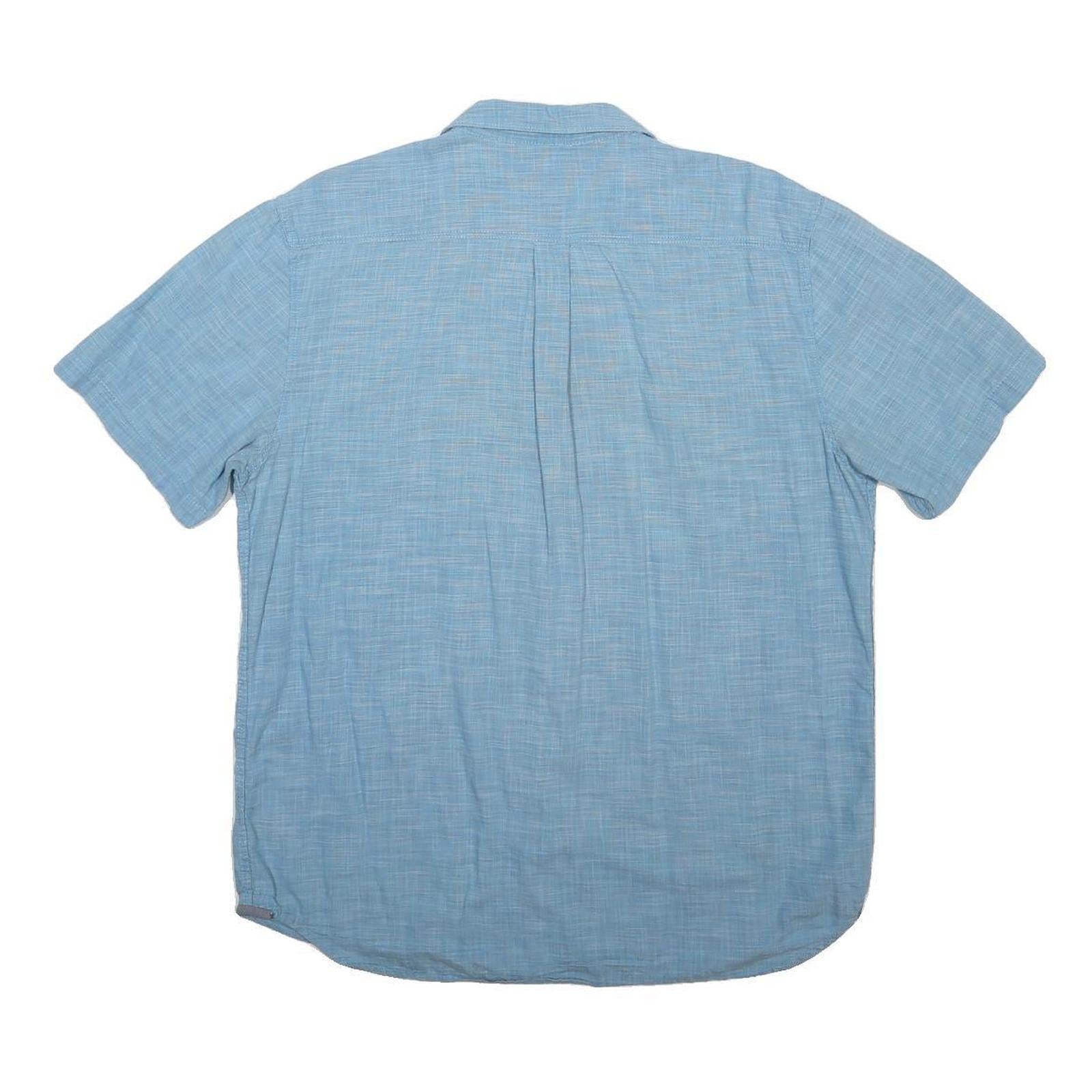 VANS Mens Blue Woven Shirt L Casual Short Sleeve Button Pocket Summer