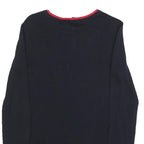TOMMY HILFIGER Womens Navy Blue Heavy Knit Crew Neck Jumper S Embellished Logo