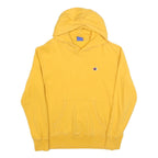 CHAMPION Mens Yellow Hoodie M Cotton Blend Pullover Classic Logo Sweatshirt