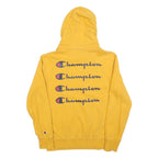 CHAMPION Mens Yellow Hoodie M Cotton Blend Pullover Classic Logo Sweatshirt
