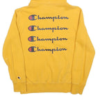 CHAMPION Mens Yellow Hoodie M Cotton Blend Pullover Classic Logo Sweatshirt