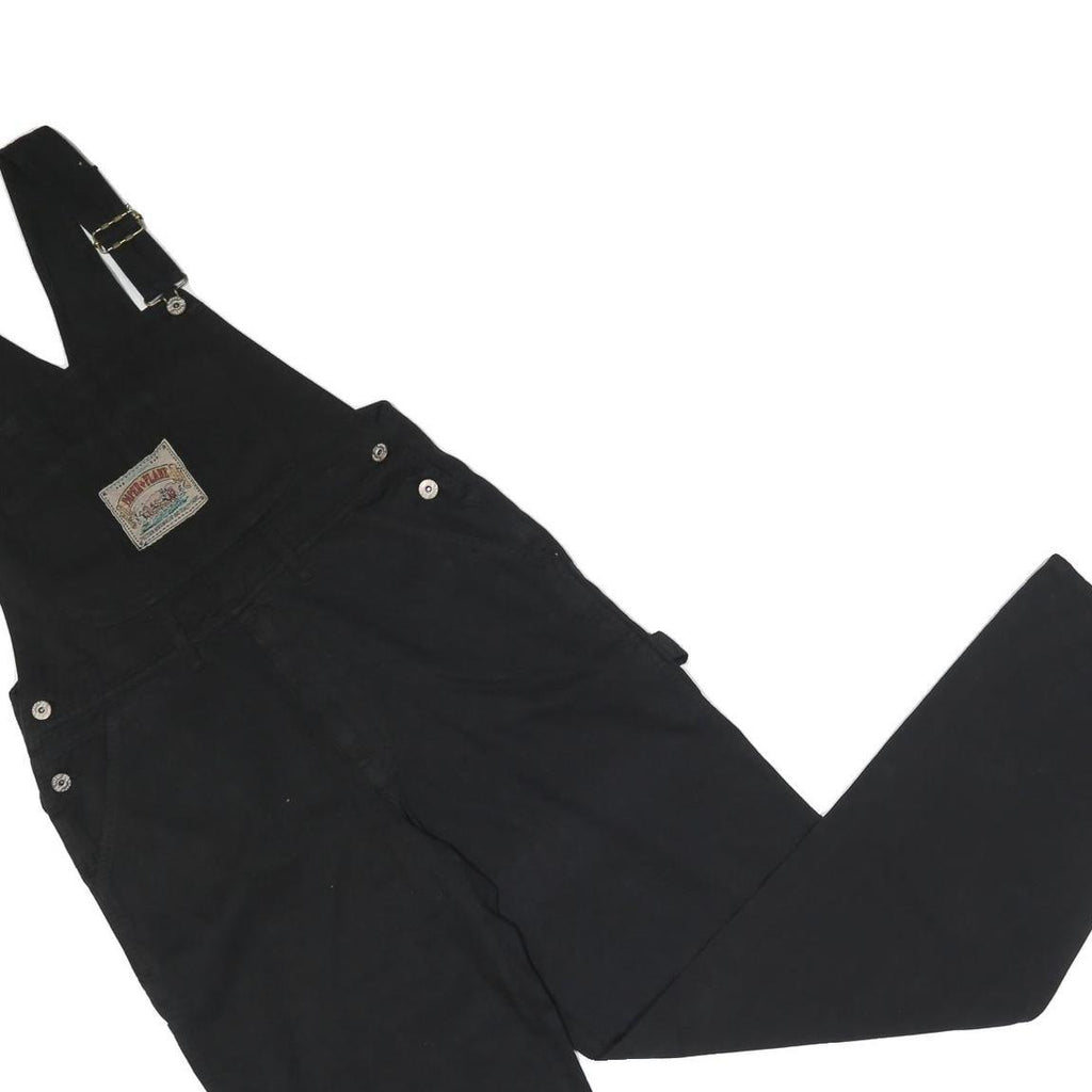 PAPER AND PLANE Womens Black Cotton Blend Slim Fit Dungarees M W38 L31 Casual