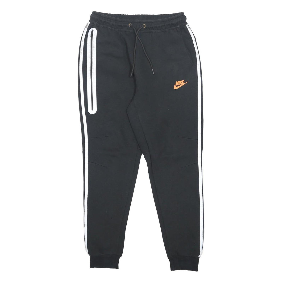 NIKE Womens Joggers Black & Orange Regular Tapered M W25 L26 Cotton Blend Casual
